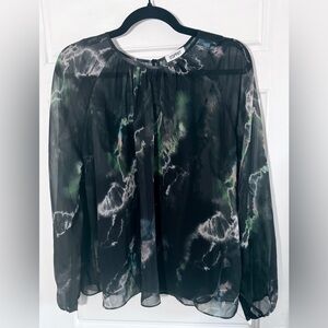 #12 NWOT Esprit Black and White Abstract Sheer Top size 6